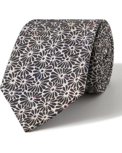Paul Smith 7cm Floral-jacquard Cotton And Silk-blend Tie - Gray