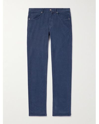 Incotex Pantaloni slim-fit in velluto a coste di misto cotone - Blu
