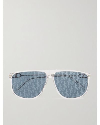 Dior Occhiali da sole in acetato e metallo argentato con montatura D-frame e lenti con motivo specchiato CD Link S2U - Blu