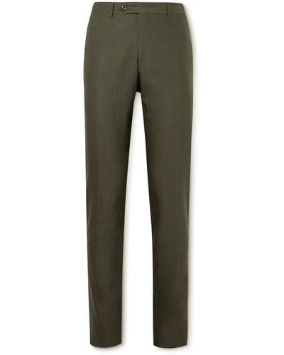 Canali Slim-fit Straight-leg Linen And Wool-blend Suit Pants - Green
