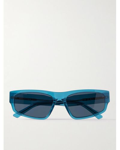 Balenciaga Occhiali da sole in acetato con montatura rettangolare - Blu