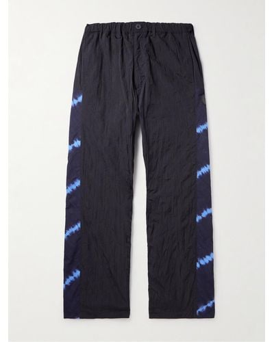 Blue Blue Japan Pantaloni a gamba dritta in nylon con inserti tie-dye - Blu