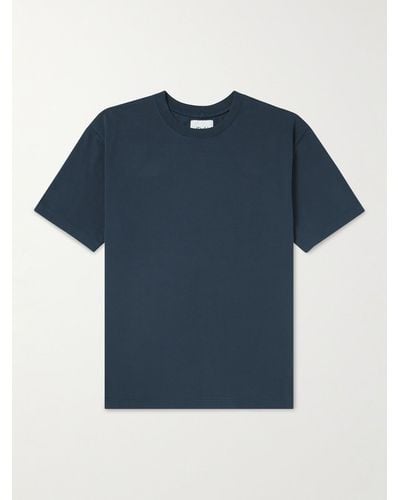 Drake's Hiking T-Shirt aus Baumwoll-Jersey - Blau