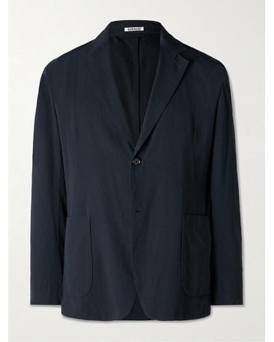 AURALEE Unstructured Cotton And Silk-blend Twill Suit Jacket - Blue