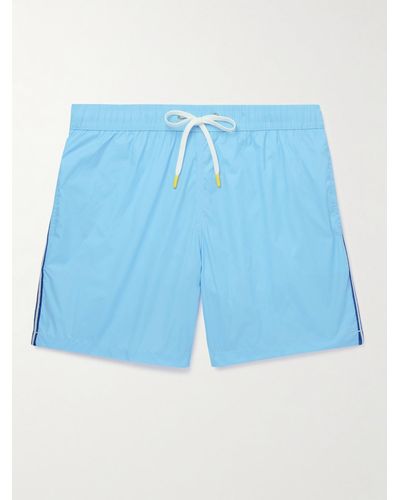 Hartford Slim-fit Mid-length Striped Swim Shorts - Blue