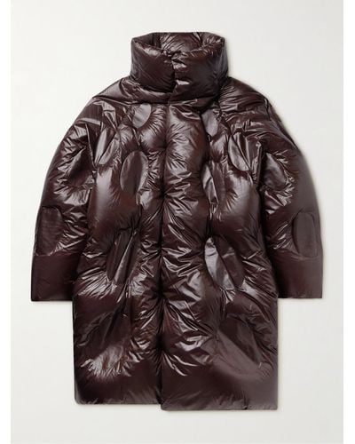 Moncler Genius Dingyun Zhang Iaphia Oversized Quilted Glossed-Shell Hooded Down Coat - Marrone