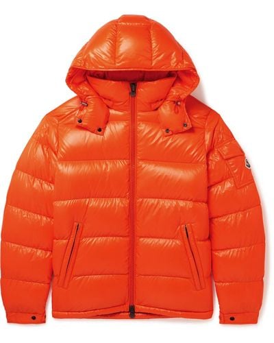 Moncler Maya Logo-appliquéd Quilted Shell Hooded Down Jacket - Orange