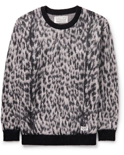 Wacko Maria Leopard-jacquard Sweater - Black