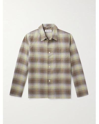 Our Legacy Checked Linen And Cotton-blend Shirt - Brown