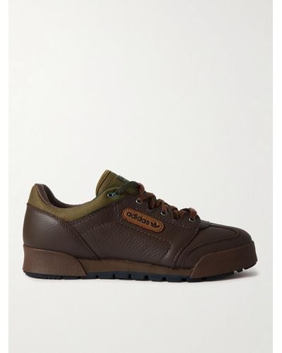 adidas Originals Inverness SPZL Sneakers aus vollnarbigem Leder und Canvas - Braun