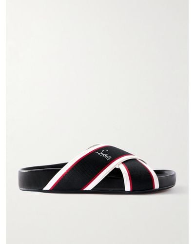 Christian Louboutin Striped Webbing Sandals - Black