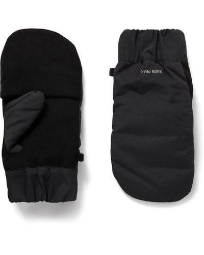 Snow Peak Logo-embroidered Faux Suede-trimmed Shell Down Mittens - Black