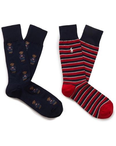 Polo Ralph Lauren Two-pack Jacquard-knit Cotton-blend Socks - Red