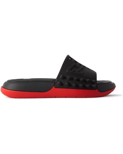 Christian Louboutin Take It Easy Logo-embossed Cutout Spiked Rubber Slides - Red