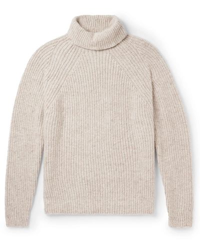 Inis Meáin Boatbuilder Ribbed Cashmere Rollneck Sweater - White