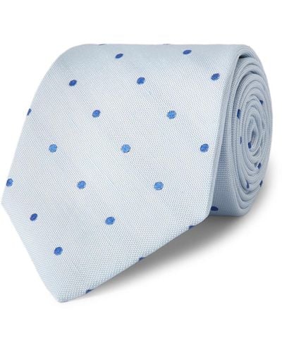 Richard James 8cm Polka-dot Silk-jacquard Tie - Blue