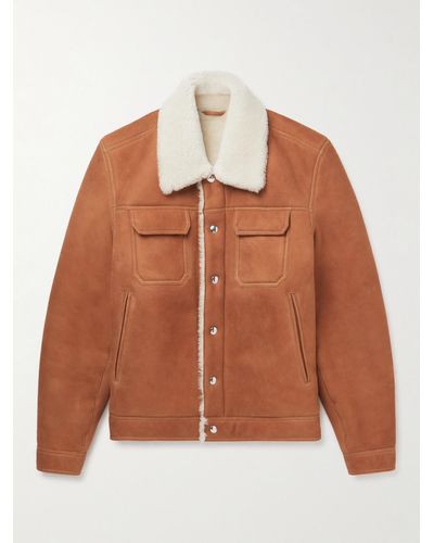 MR P. Shearling-lined Suede Trucker Jacket - Brown