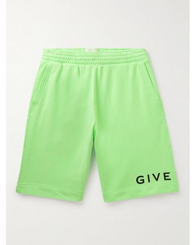 Givenchy Wide-leg Logo-print Cotton-jersey Shorts - Green