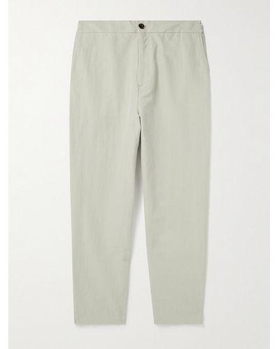 MR P. James Tapered Garment-dyed Cotton And Linen-blend Pants - White