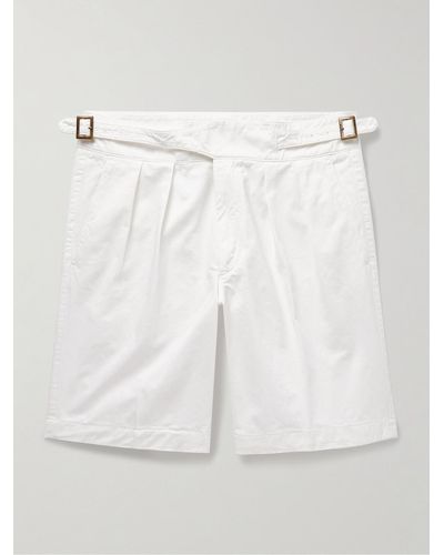 Rubinacci Manny Straight-leg Pleated Cotton Shorts - White