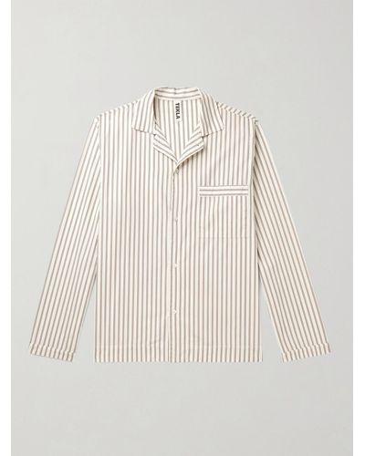 Tekla Camp-collar Striped Organic Cotton-poplin Pyjama Shirt - White