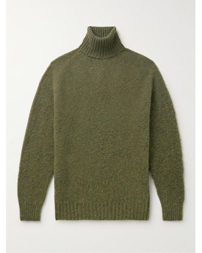 Howlin' Pullover a collo alto slim-fit in lana spazzolata Sylvester - Verde