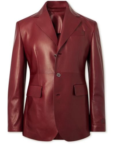 Versace Slim-fit Leather Blazer - Red
