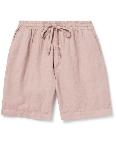 Altea Samuel Straight-leg Linen Drawstring Shorts - Pink