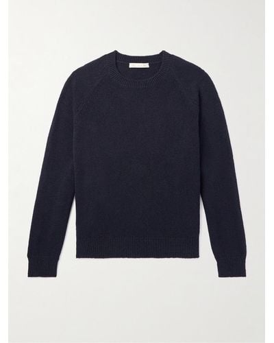 Umit Benan Cashmere And Cotton-blend Sweater - Blue