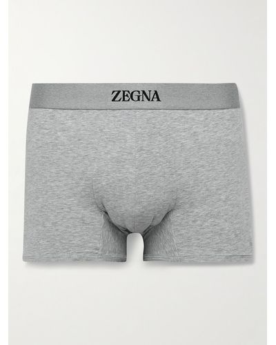 Zegna Stretch-cotton Boxer Briefs - Grey