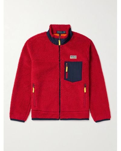 Polo Ralph Lauren Jacke aus Fleece mit Shell-Besatz - Rot