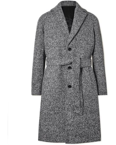 MR P. Belted Donegal Wool-blend Bouclé Coat - Gray