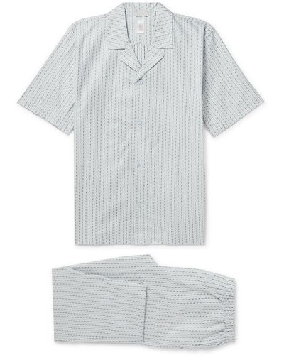 Hanro Carl Logo-jacquard Striped Mercerised Cotton-poplin Pajama Set - White