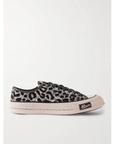 Visvim Skagway Leather-trimmed Leopard-print Corduroy Sneakers - Grey