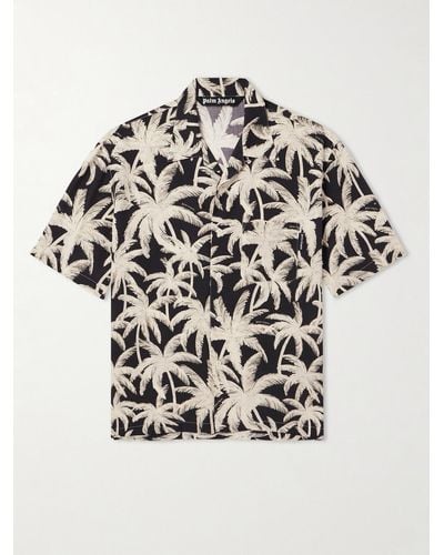 Palm Angels Camicia stampata con colletto convertibile - Bianco