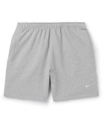 Nike Solo Swoosh Straight-leg Logo-embroidered Cotton-blend Jersey Shorts - Gray