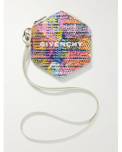 Givenchy (b).stroy Printed Logo-jacquard Denim Wallet With Leather Lanyard - Grey