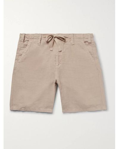 Hartford Slim-fit Linen-chambray Drawstring Shorts - Natural