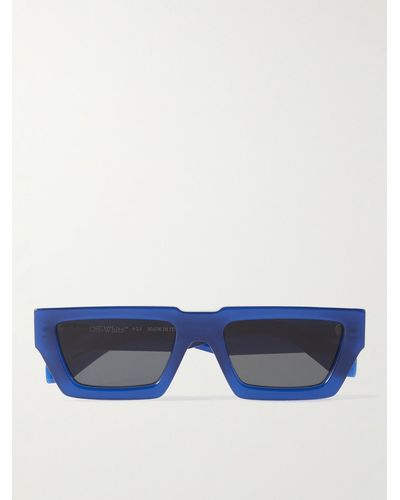 Off-White c/o Virgil Abloh Manchester Sonnenbrille mit eckigem Rahmen aus Azetat - Blau