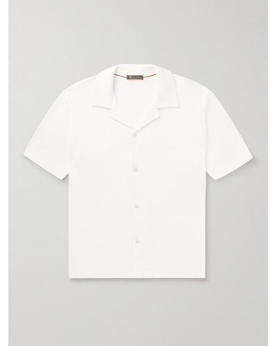 Loro Piana Camp-collar Cotton And Silk-blend Shirt - White