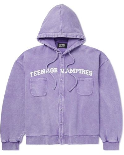 Liberal Youth Ministry Printed Cotton-jersey Hoodie - Purple