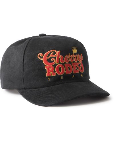 CHERRY LA Logo-embroidered Faux Suede Baseball Cap - Black
