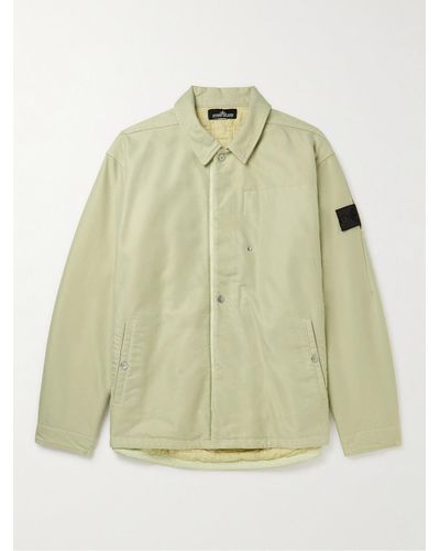 Stone Island Shadow Project Logo-Appliquéd Garment-Dyed Padded Corduroy Overshirt - Grün