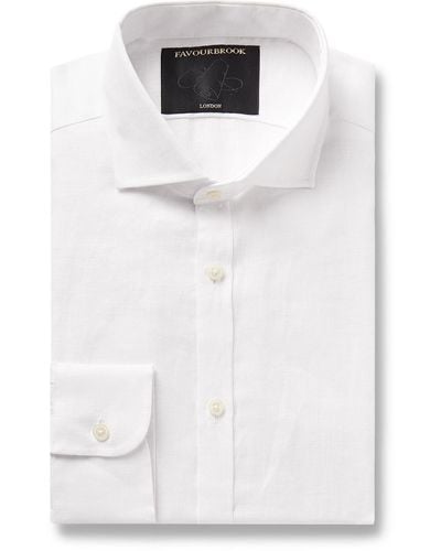 Favourbrook Bridford Cutaway-collar Linen Shirt - White