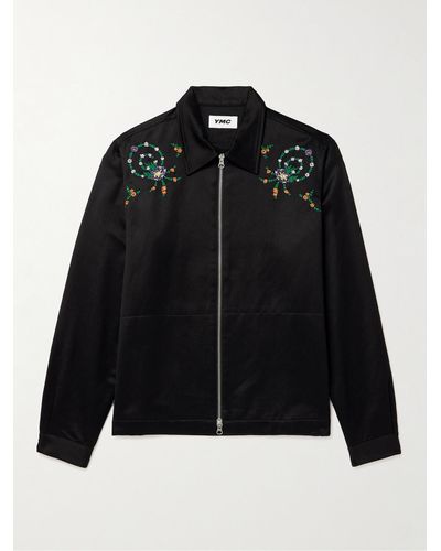 YMC Bowie Embroidered Brushed Cotton-blend Twill Blouson Jacket - Black