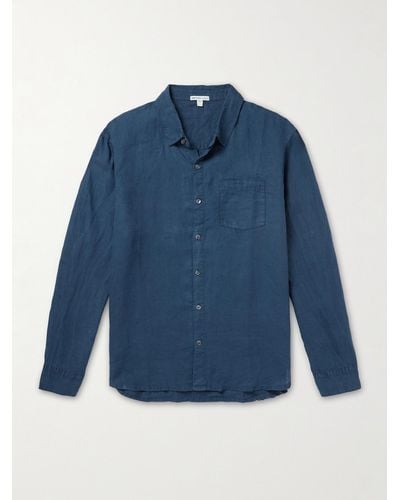 James Perse Garment-dyed Linen Shirt - Blue