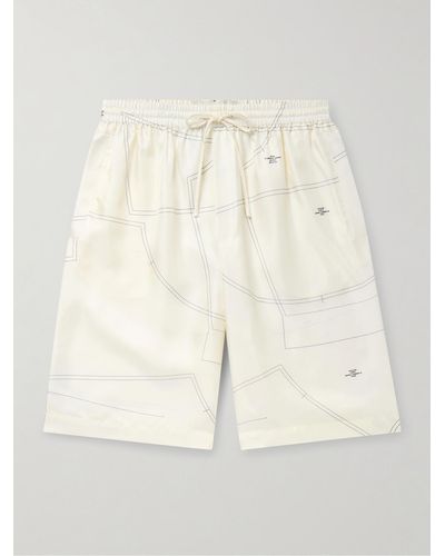Rohe Straight-leg Printed Silk-twill Drawstring Shorts - Natural