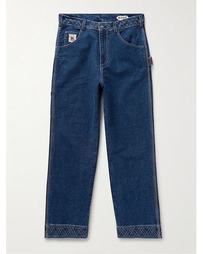 Bode Jeans a gamba dritta con ricami Knolly Brook - Blu