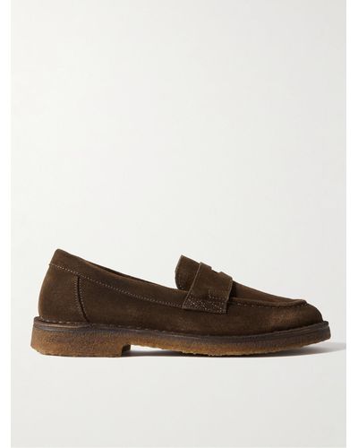 Drake's Canal Suede Penny Loafers - Brown