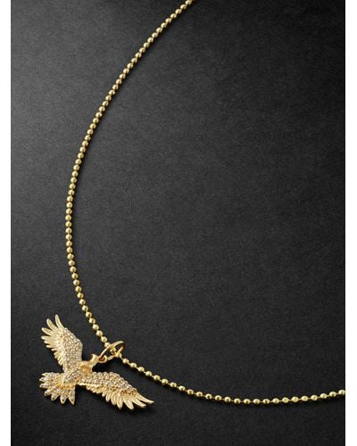 Sydney Evan Eagle Gold Diamond Pendant Necklace - Black